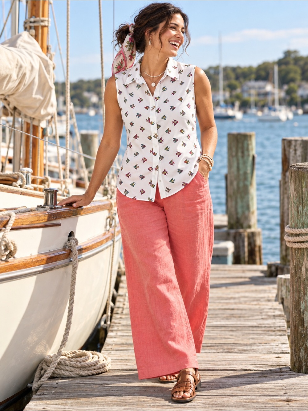 NWT Lands’ End Supima Cotton Tropical Fish Shirt M Petite